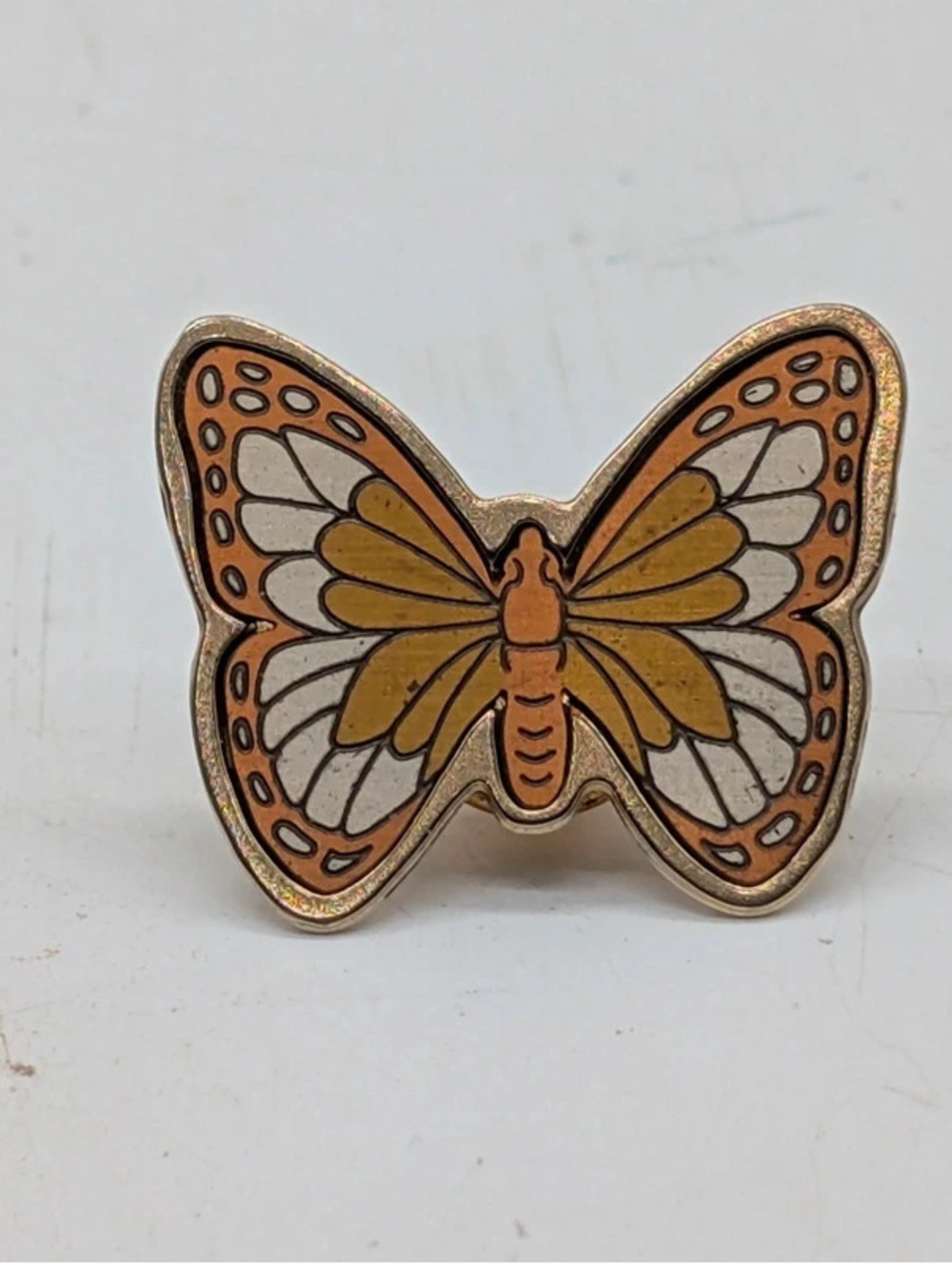 Vintage Butterfly Cloisonné Enamel Lapel Pin Gold Tone